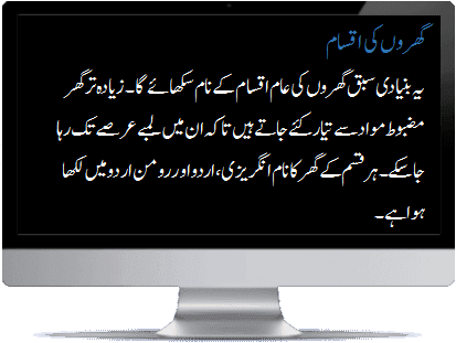 Urdu types of houses intro